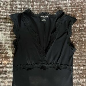 VINTAGE GUESS Y2K Black Lace Midi Dress Sz XS